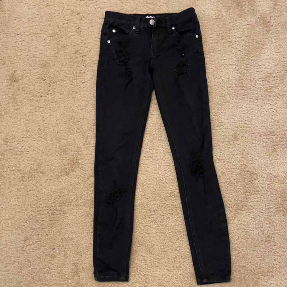 Pinc Ripped black jeans, girls size 7